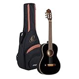 Ortega Guitars schwarze Konzertgitarre 4/4-Größe - Family Series - inklusive Gigbag - Mahagoni / Fichtendecke (R221BK)