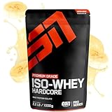 ESN IsoWhey Hardcore Proteinpulver, Banana, 1 kg, Bis zu 26 g Protein pro Portion, geprüfte Qualität - made in Germany