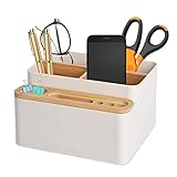 Xnuoyo Desktop Organizer, Schreibtisch Aufbewahrungsbox, Bürobedarf Halter Spender Bambus, Abnehmbare Aufbewahrung Organizer Box Schreibtisch Aufbewahrungsbehälter für das Home Office